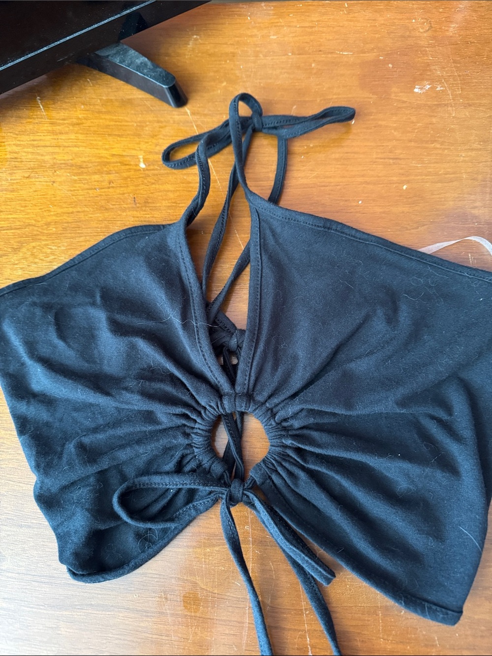 American Eagle Outfitters Black Halter Tie Front Crop Top